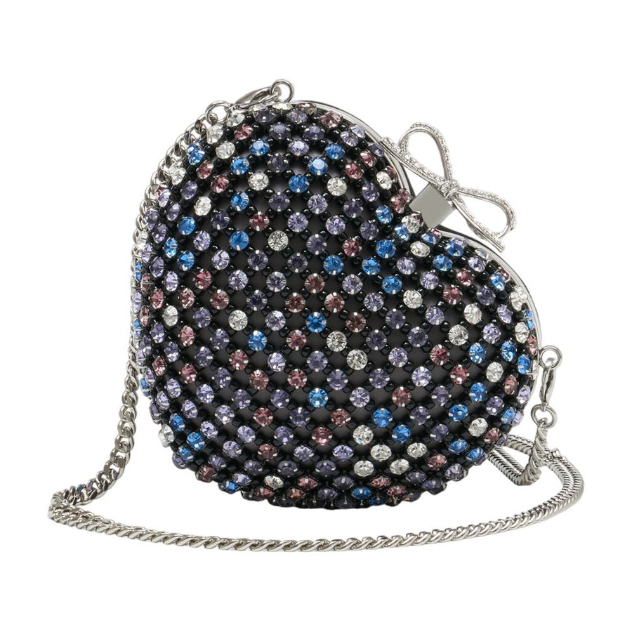 Self-Portrait Crystal-Encrusted Clutch — Black Metal