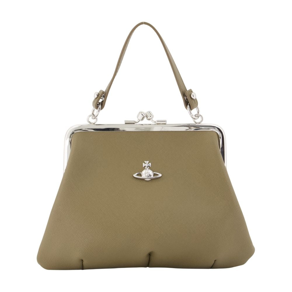 Vivienne Westwood Granny Frame Top Handle Bag — Khaki Synthetic