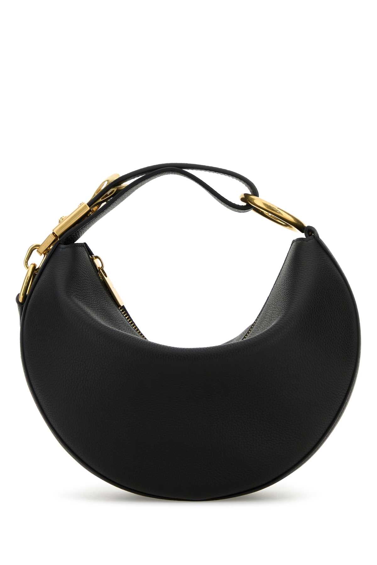 Burberry Crescent Leather Shoulder Bag — Black
