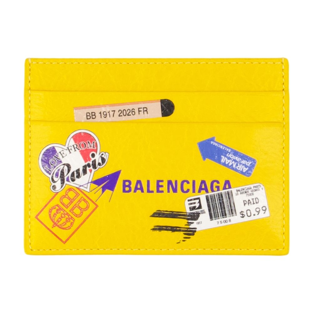 Balenciaga Lambskin Leather Card Case — Yellow Cases