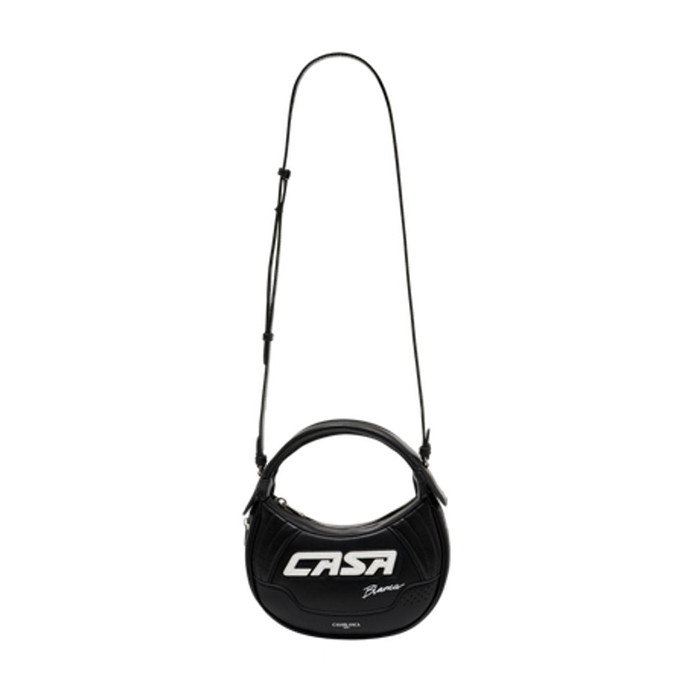 Casablanca Exotic Leather Crescent Shoulder Bag — Black Exotic_leather