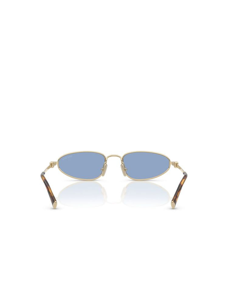 Miu Miu 0mu Metal Rectangle Frame Sunglasses — Gold
