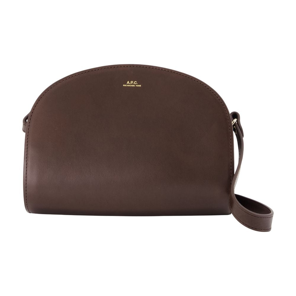 A.p.c. Demi Lune Crossbody Bag — Brown Cowhide