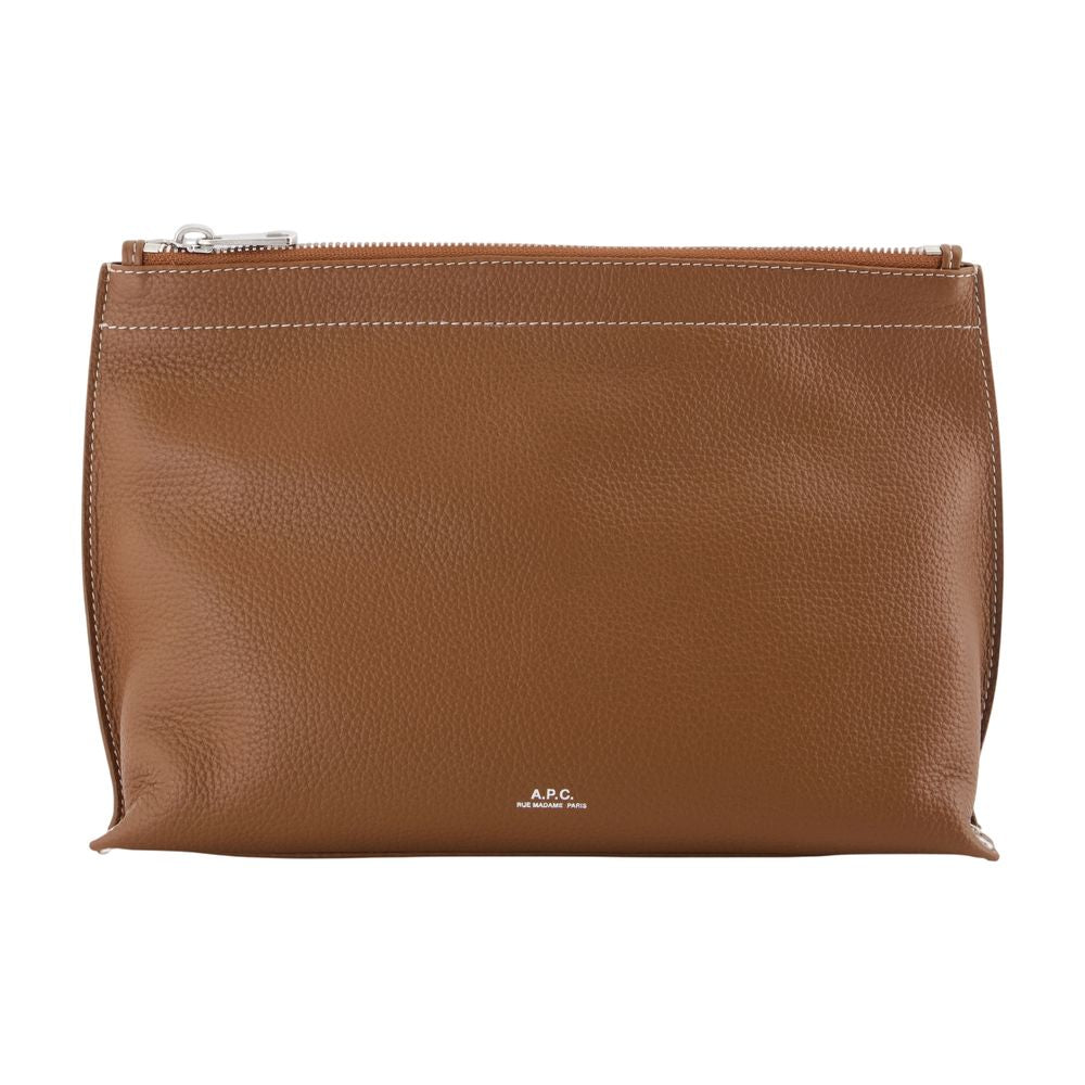 A.p.c. Grained Leather Vanity Wallet — Brown Cowhide