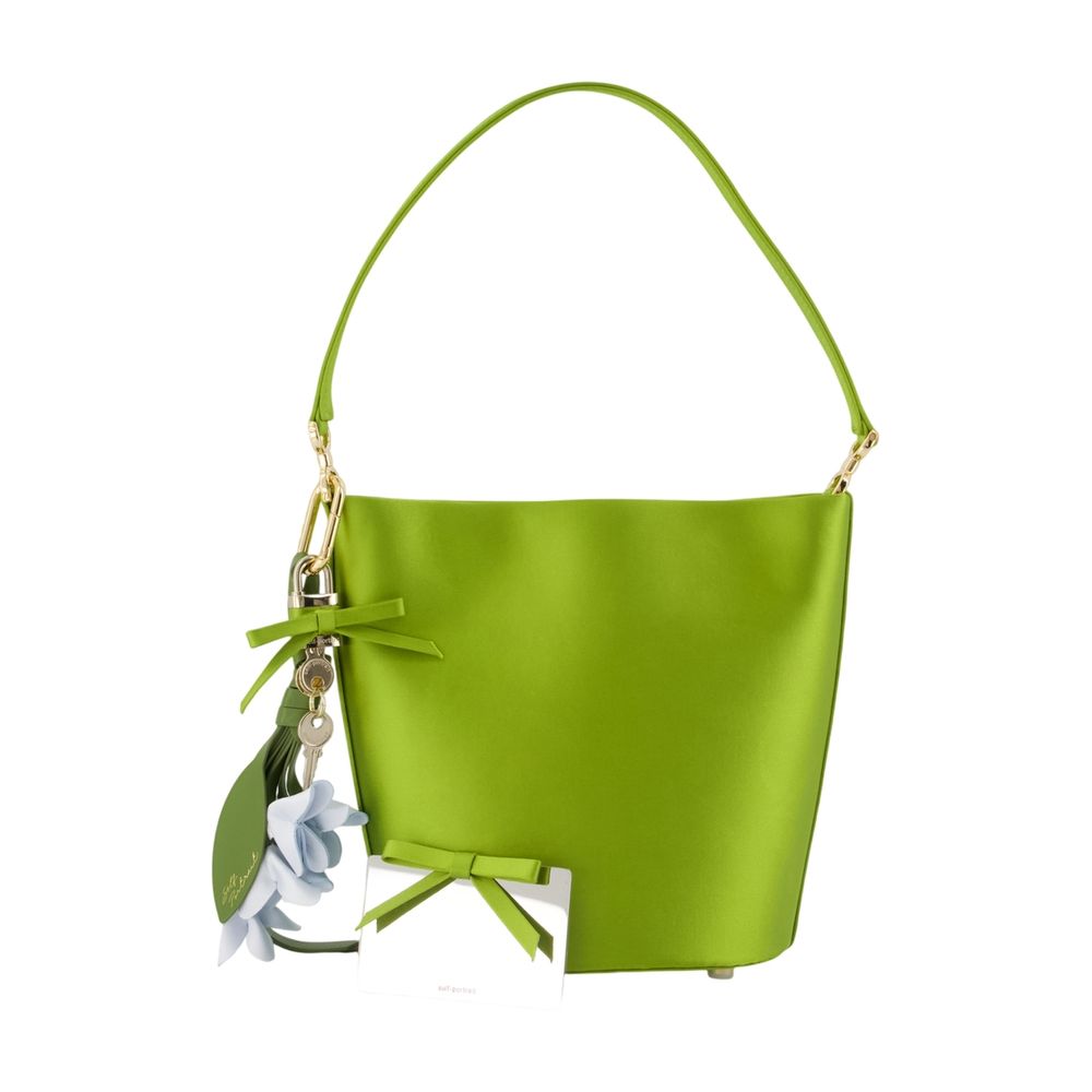 Self-Portrait Synthetic Bow-Detail Bucket Bag — Green