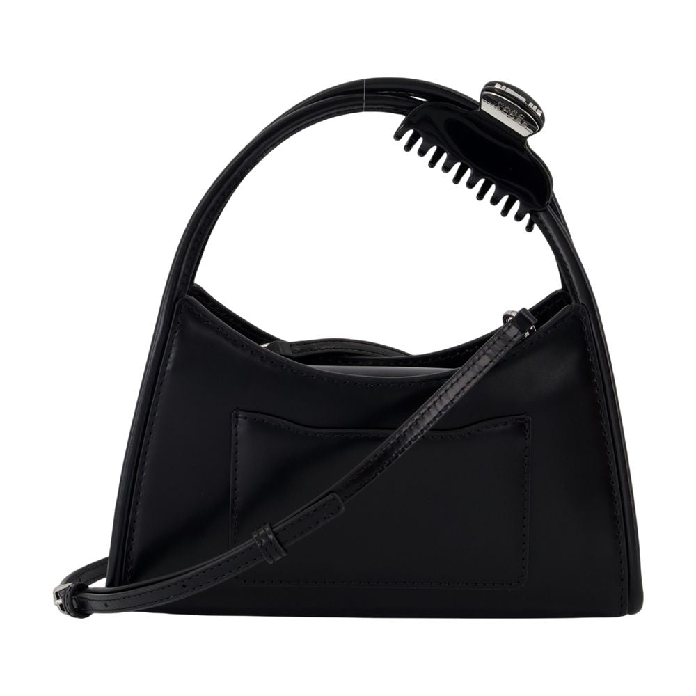 Marc Jacobs Claw-Clip Handle Leather Crossbody Bag — Black Cowhide