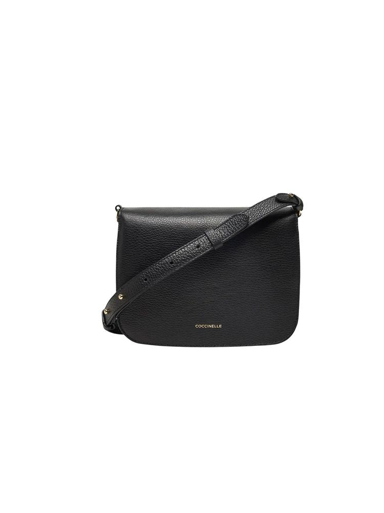 Coccinelle C-Me Crossbody Bag — Black Grained Leather