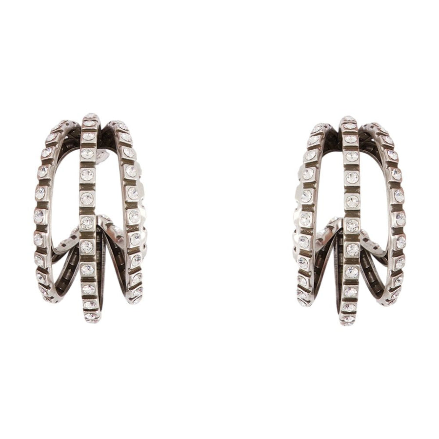Isabel Marant Diamond-Pavé Chandelier Earrings — Silver Metal