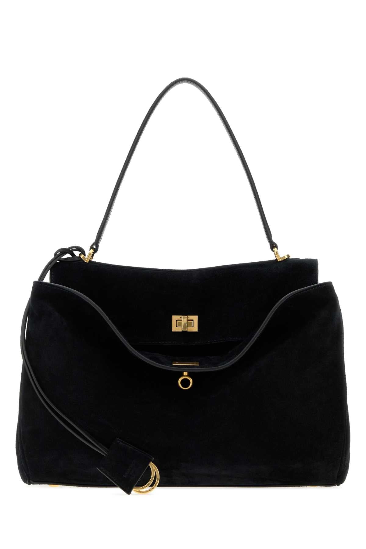 Balenciaga Velvet Shoulder Bag — Black
