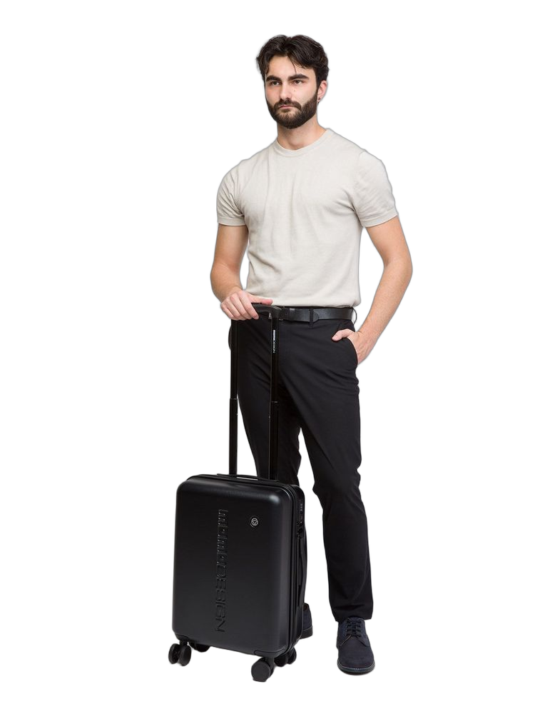 Momo Design Travel Trolley — Black Metallic Fiber Hand Bags