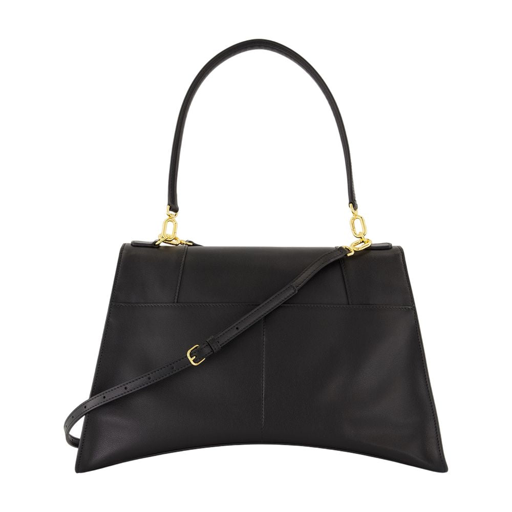 Balenciaga Hourglass Top Handle Bag — Black Calfskin