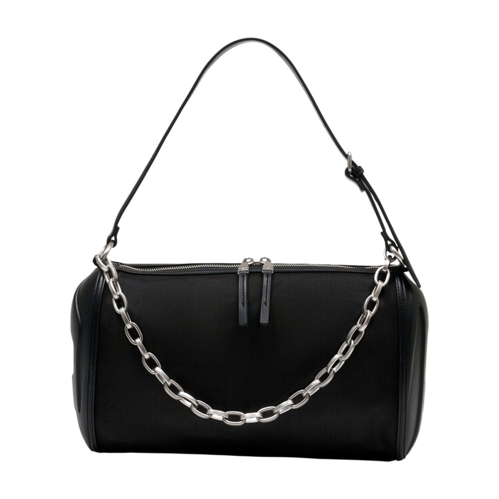 Diesel Chain-Accented Synthetic Shoulder Bag — Black