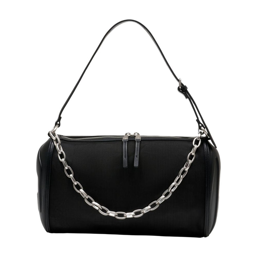 Diesel Chain-Accented Synthetic Shoulder Bag — Black