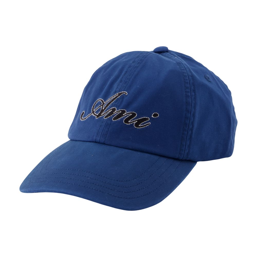 Ami Paris Ucp289.aw0052-A340 Cotton Embroidered Baseball Cap — Blue Caps