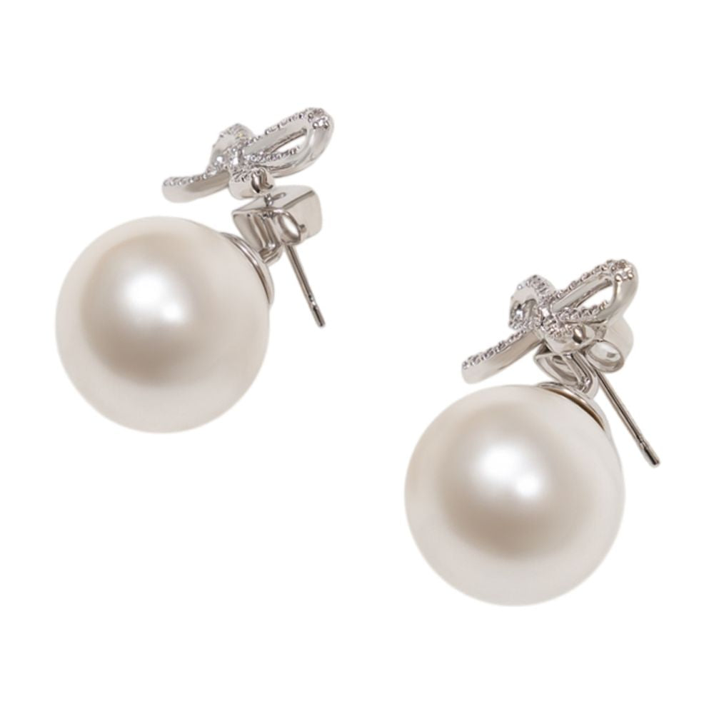 Self-Portrait Pearl Drop Earrings — Silver Pearls