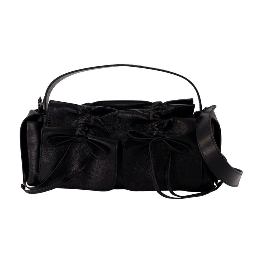 Acne Studios Ruched Calfskin Shoulder Bag — Black