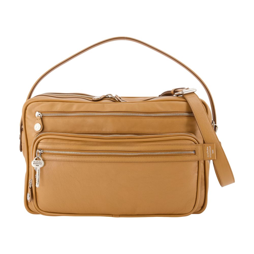 Acne Studios Camero Camera V Shoulder Bag — Brown Calfskin