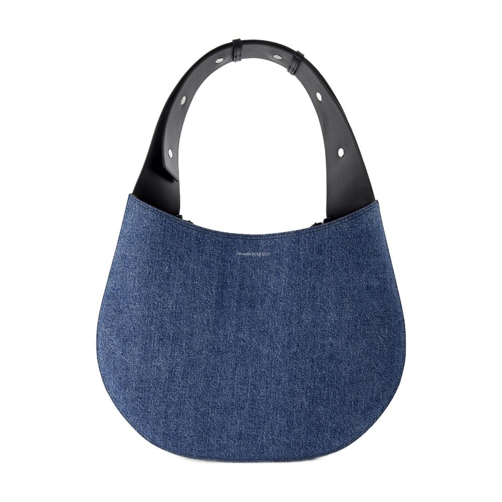 Alexander Mcqueen Skull Hobo Bag — Blue Canvas