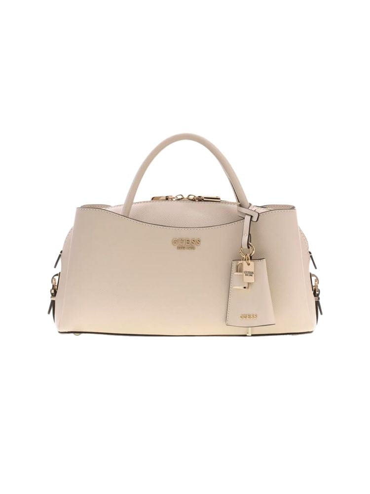 Guess Structured Satchel Shoulder Bag — Beige Polyurethane