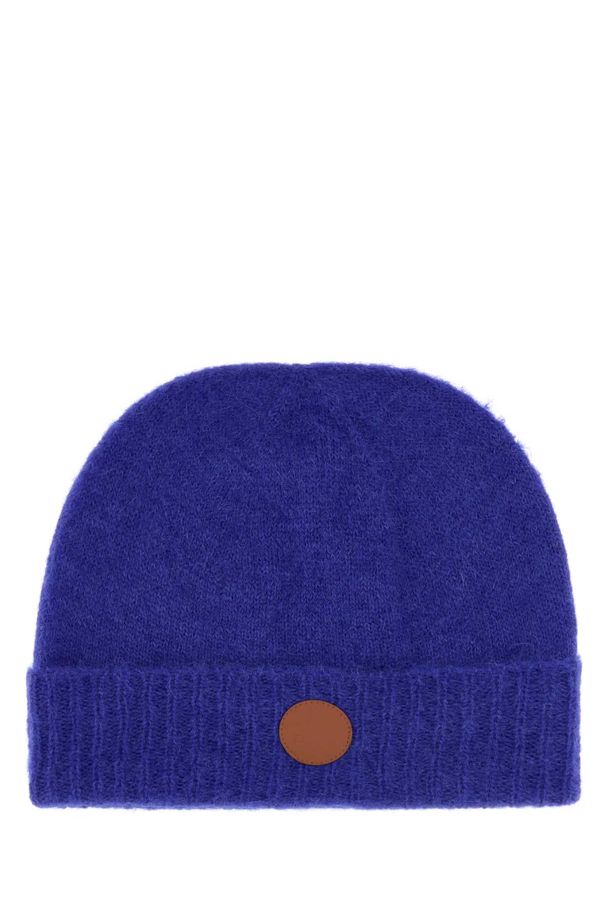 Vivienne Westwood Fluffy Beanie — Blue Exterior: Alpaca Nylon Wool Beanies