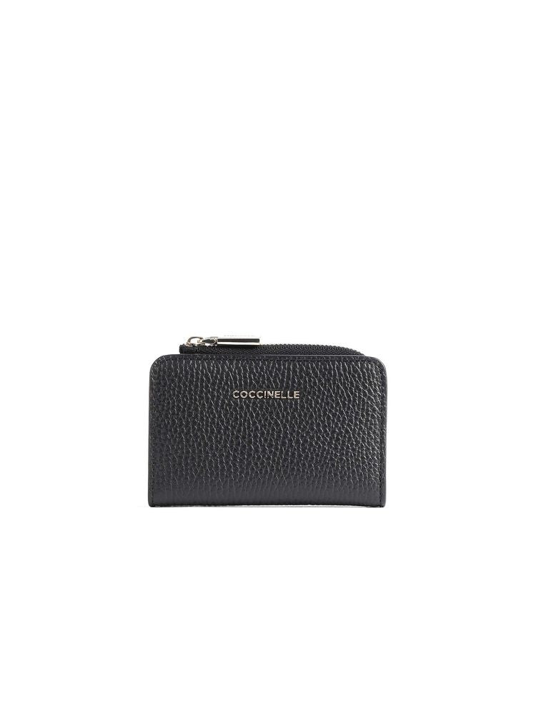 Coccinelle Grained Cowhide Card Case — Black Cases