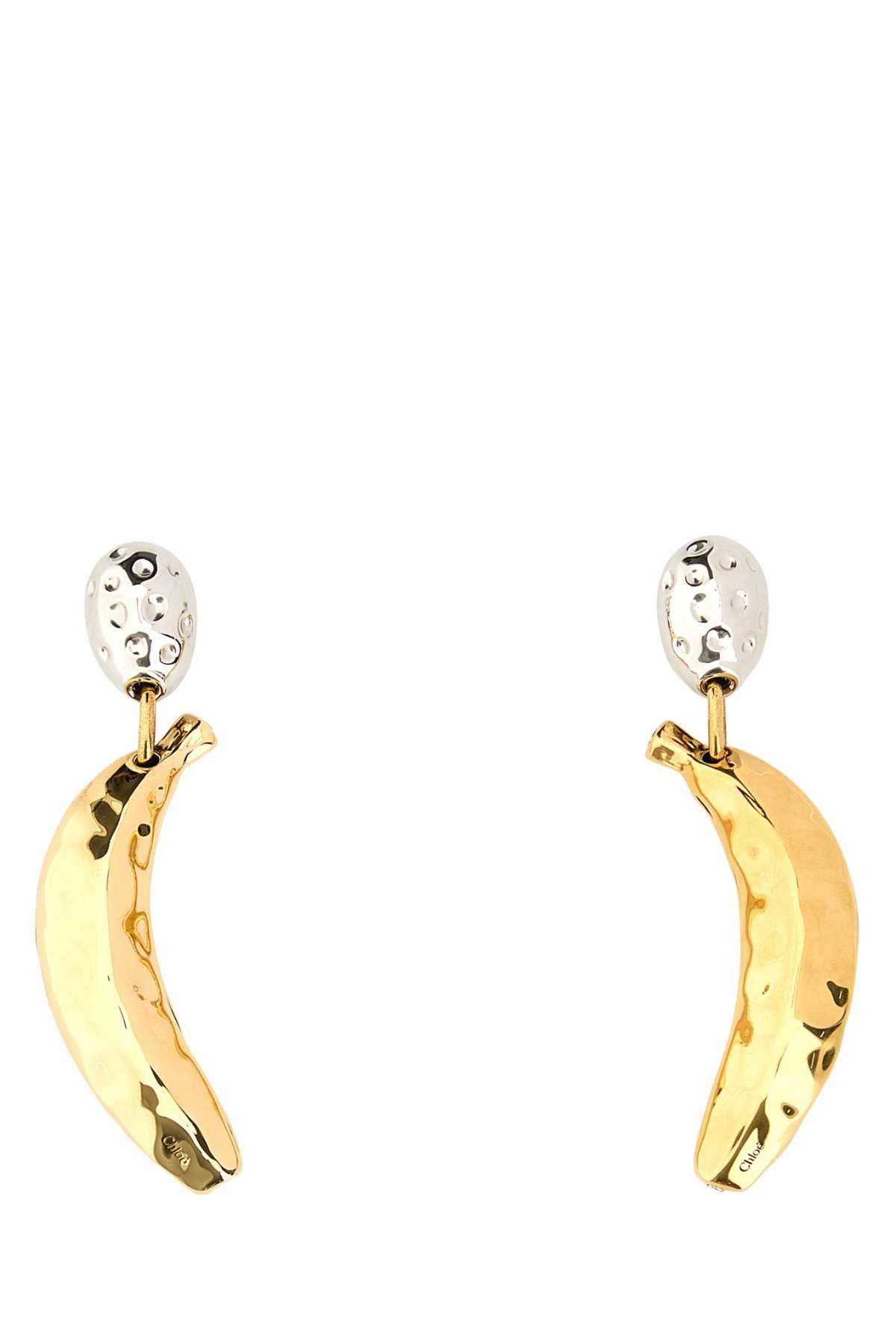 Chloé Curved Perforated Earrings — Gold Exterior: Brass