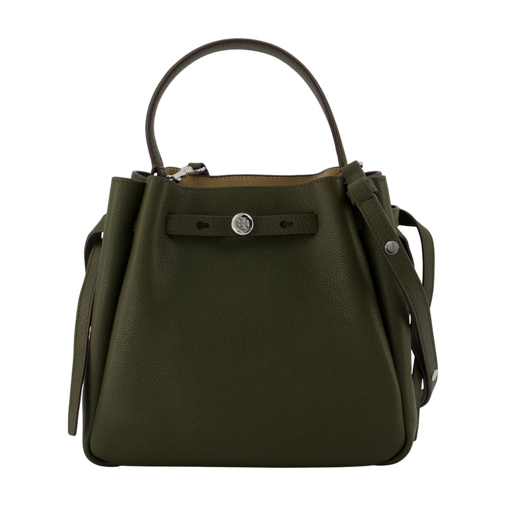 Tory Burch Bucket Bag — Green Calfskin