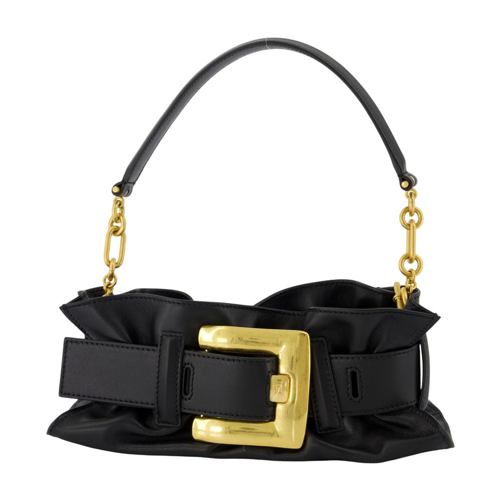Balmain Anthem Mini Shoulder Bag — Black Calfskin