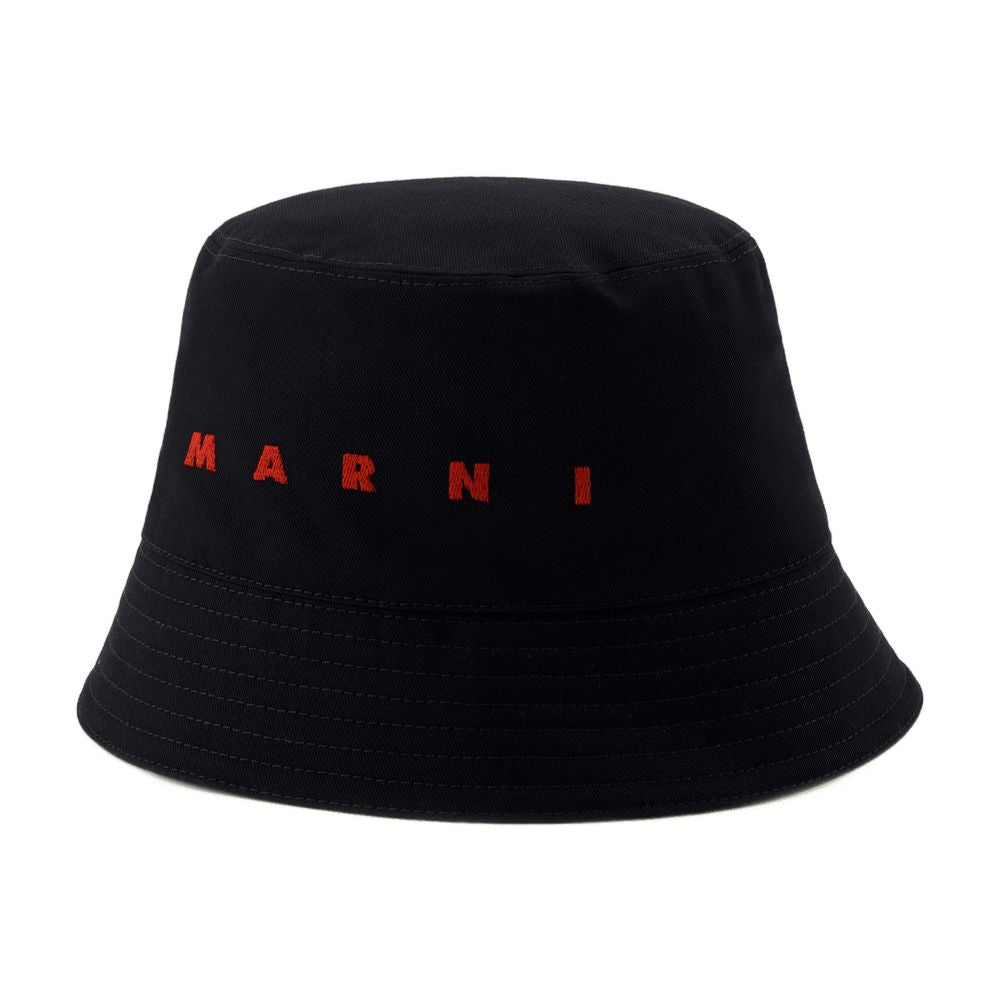 Marni Clzc0110s0-Utc311-00n99 Bucket Hat — Black Cotton