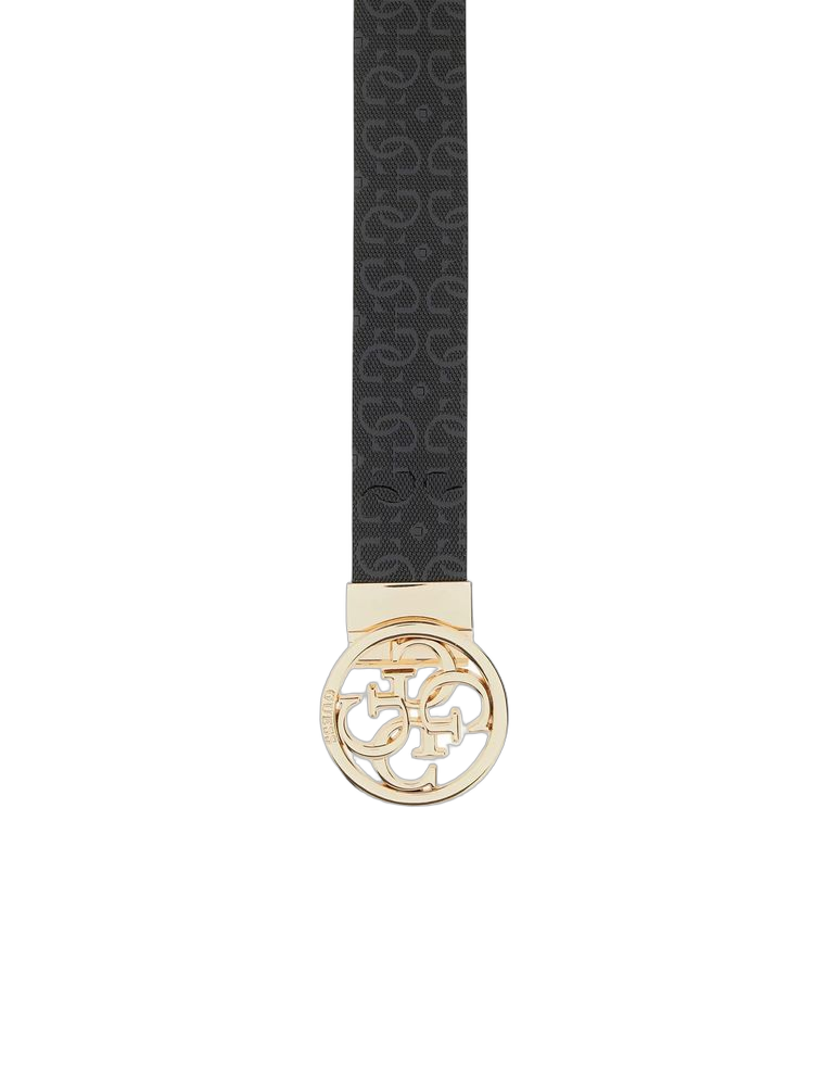 Guess Logo Buckle Belt — Black Polyester