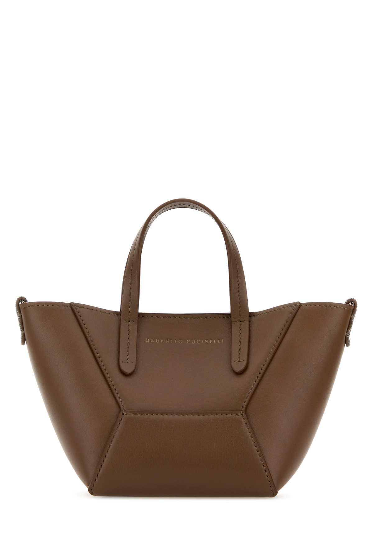 Brunello Cucinelli Leather Tote Bag — Brown