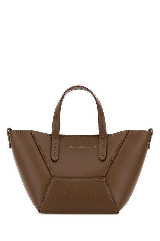 Brunello Cucinelli Leather Tote Bag — Brown