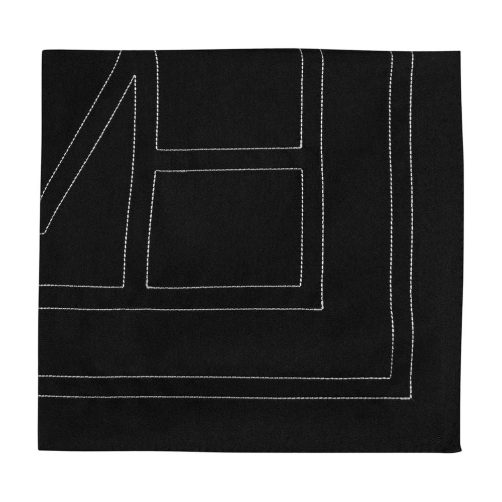 Toteme Embroidered Monogram Silk Scarf — Black Scarfs