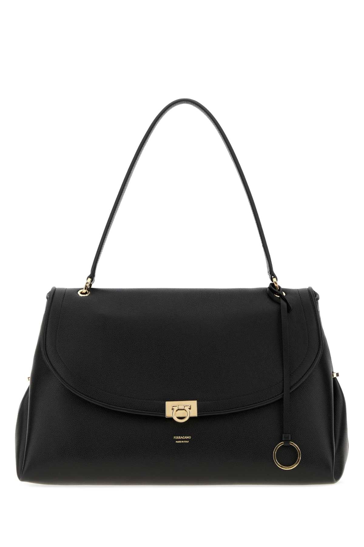 Ferragamo Calf Leather Shoulder Bag — Black
