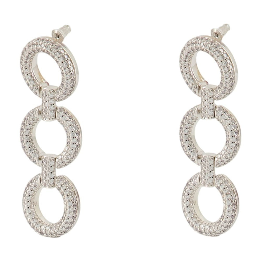 Self-Portrait Crystal Link Earrings — Silver Others