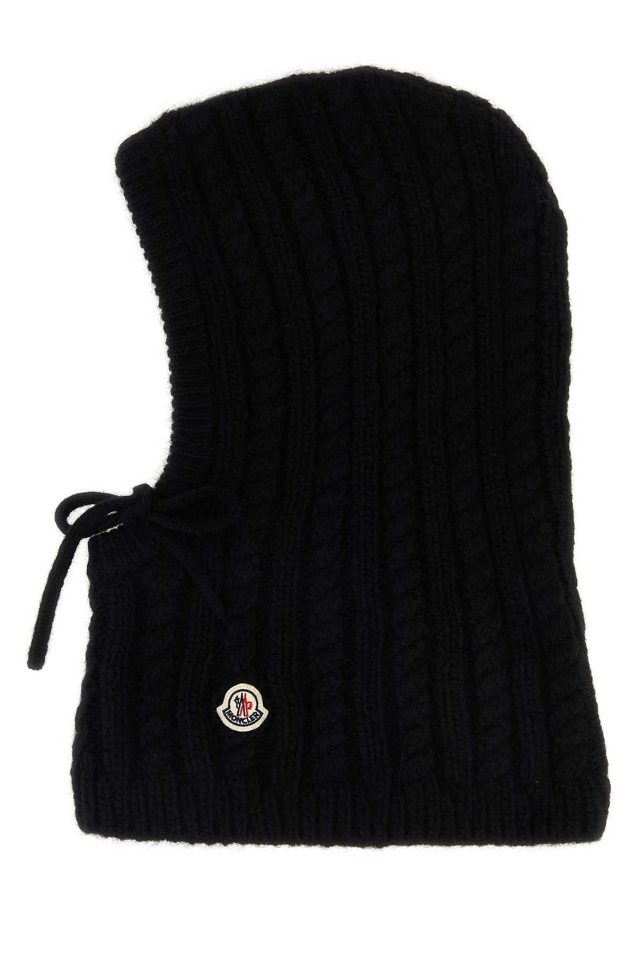Moncler Collar Alpaca Blend Knit Balaclava — Black Exterior: Nylon Wool Winter Hats