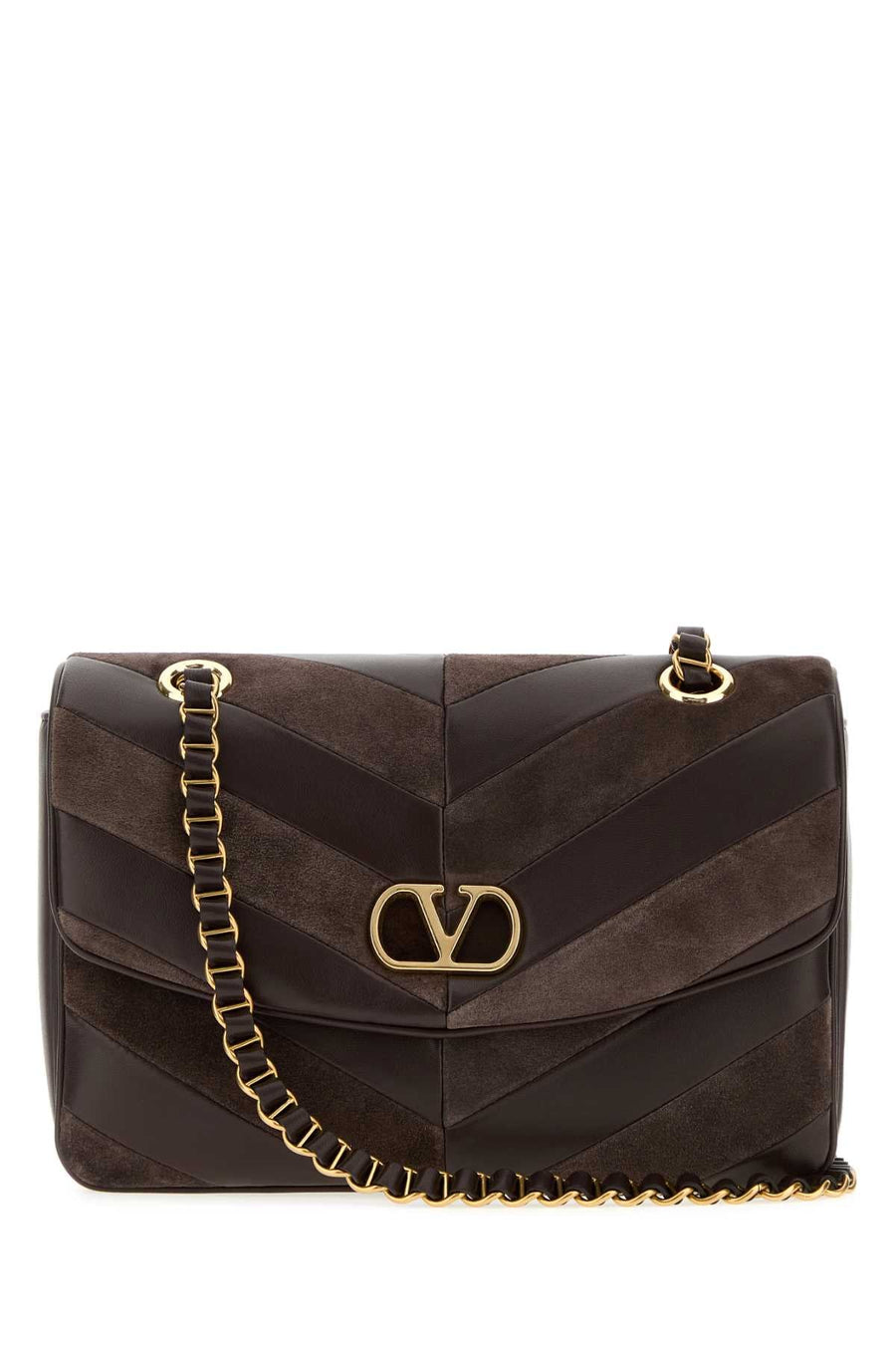 Valentino Garavani Chevron-Quilted Leather Shoulder Bag — Brown