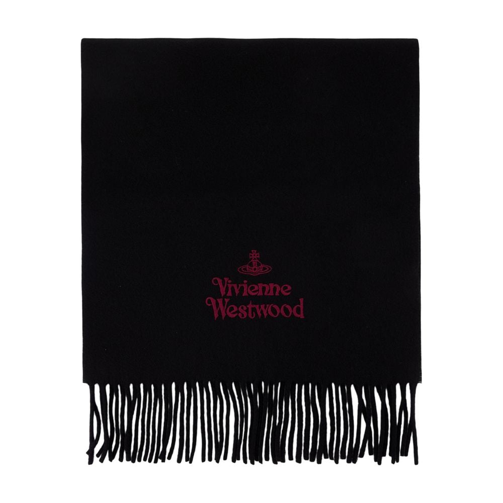 Vivienne Westwood Wool Fringed Scarf — Black Scarfs