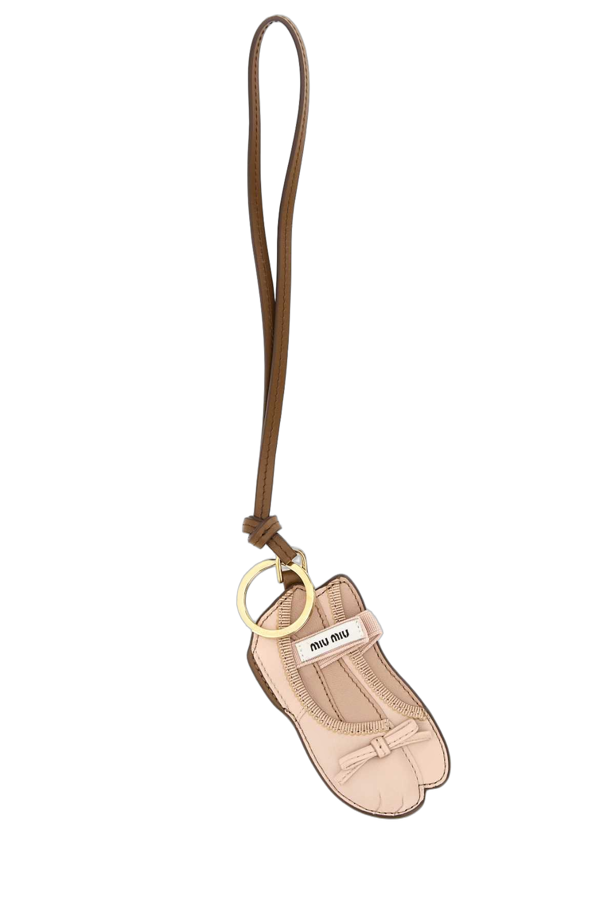 Miu Miu Leather Ballet Slipper-Shaped Key Case — Pink Keychains