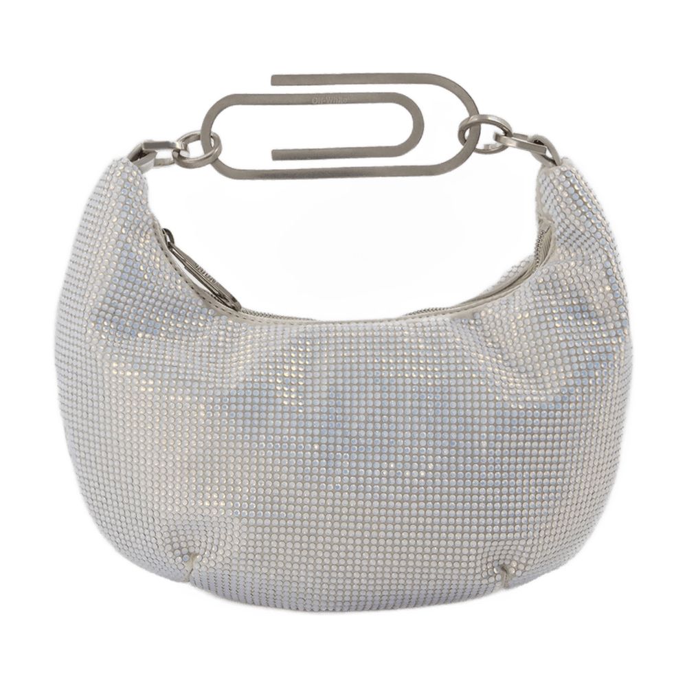 Off-White Crystal-Embellished Shoulder Bag — Silver Others
