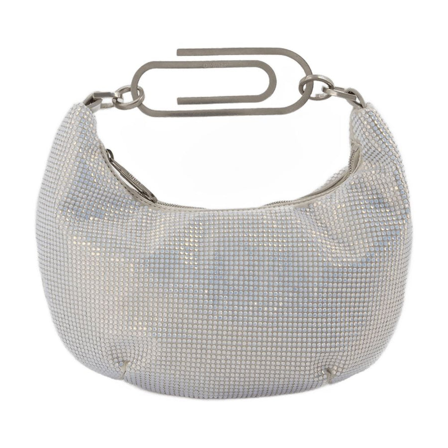 Off-White Crystal-Embellished Shoulder Bag — Silver Others