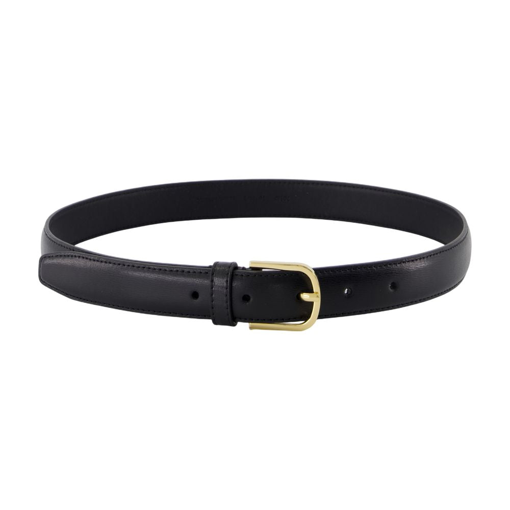 Toteme Slim Leather Belt — Black Calfskin