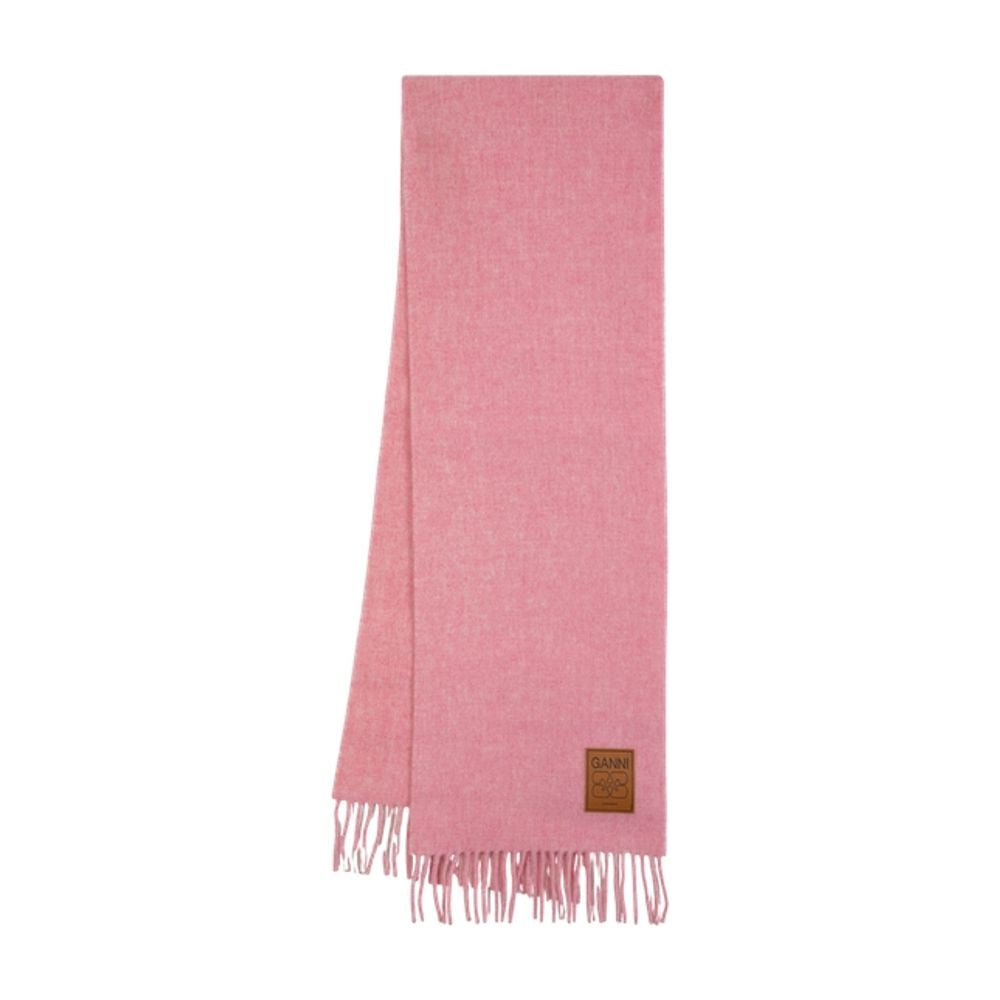 Ganni Double Face Wool Scarf — Pink Scarfs