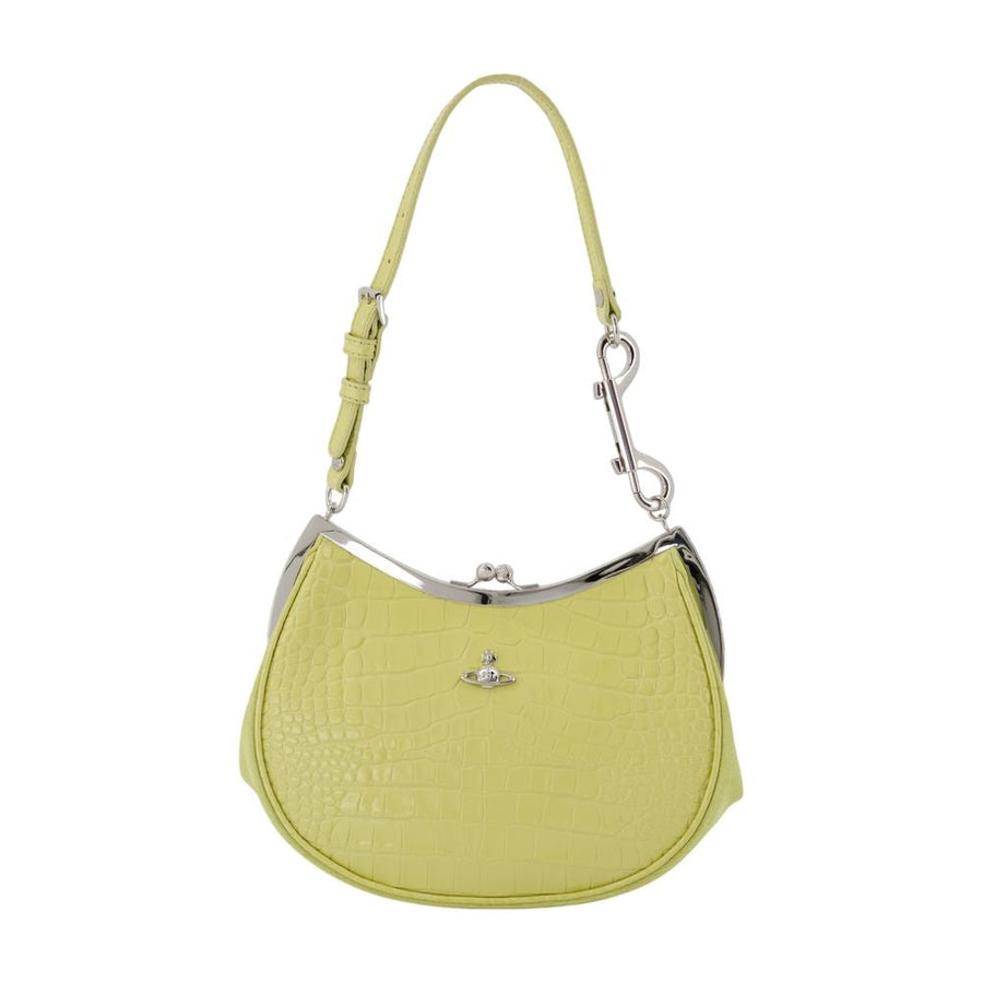 Vivienne Westwood Croc-Embossed Calfskin Shoulder Bag — Yellow