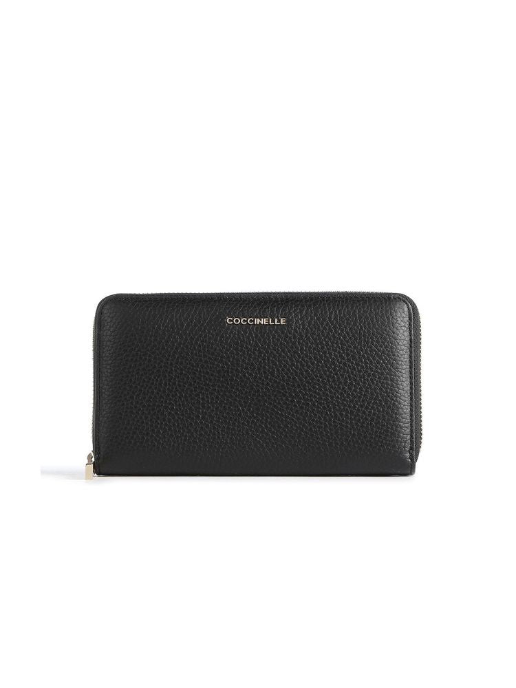 Coccinelle Grained Leather Wallet — Black Cowhide