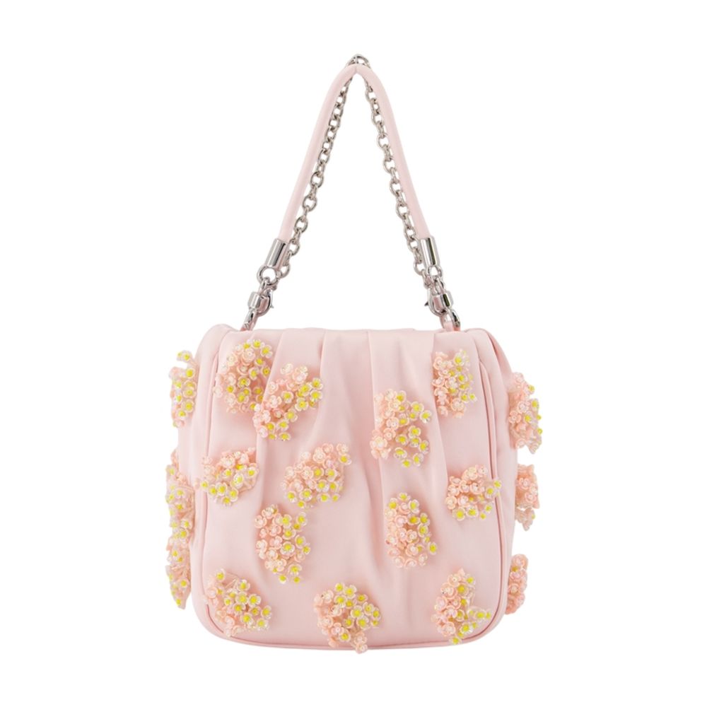 Self-Portrait Floral Beaded Shoulder Bag — Pink Synthetic