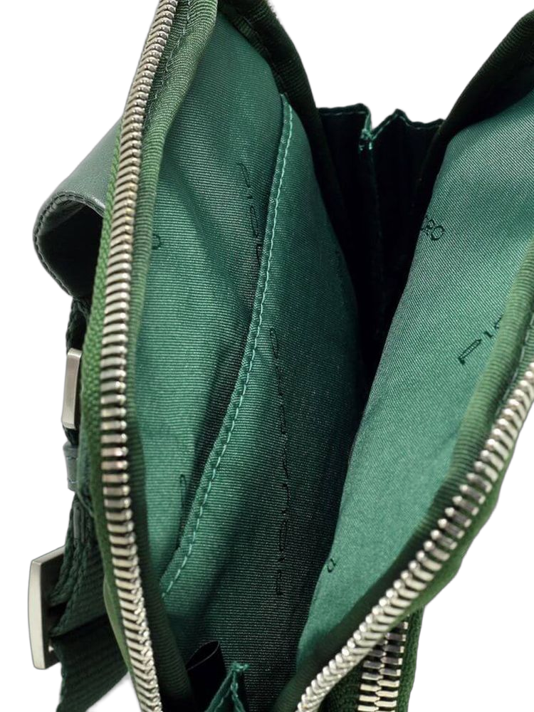 Piquadro Ryan Crossbody Bag — Green Recycled Nylon