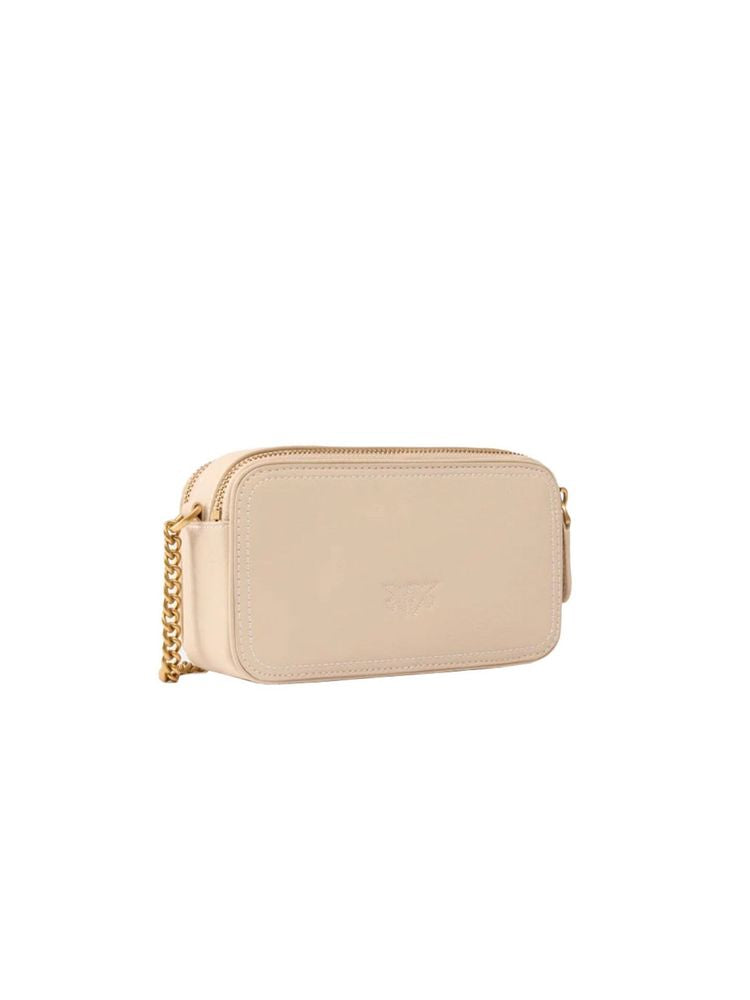 Pinko Carrie Crossbody Bag — Beige Sheep Leather