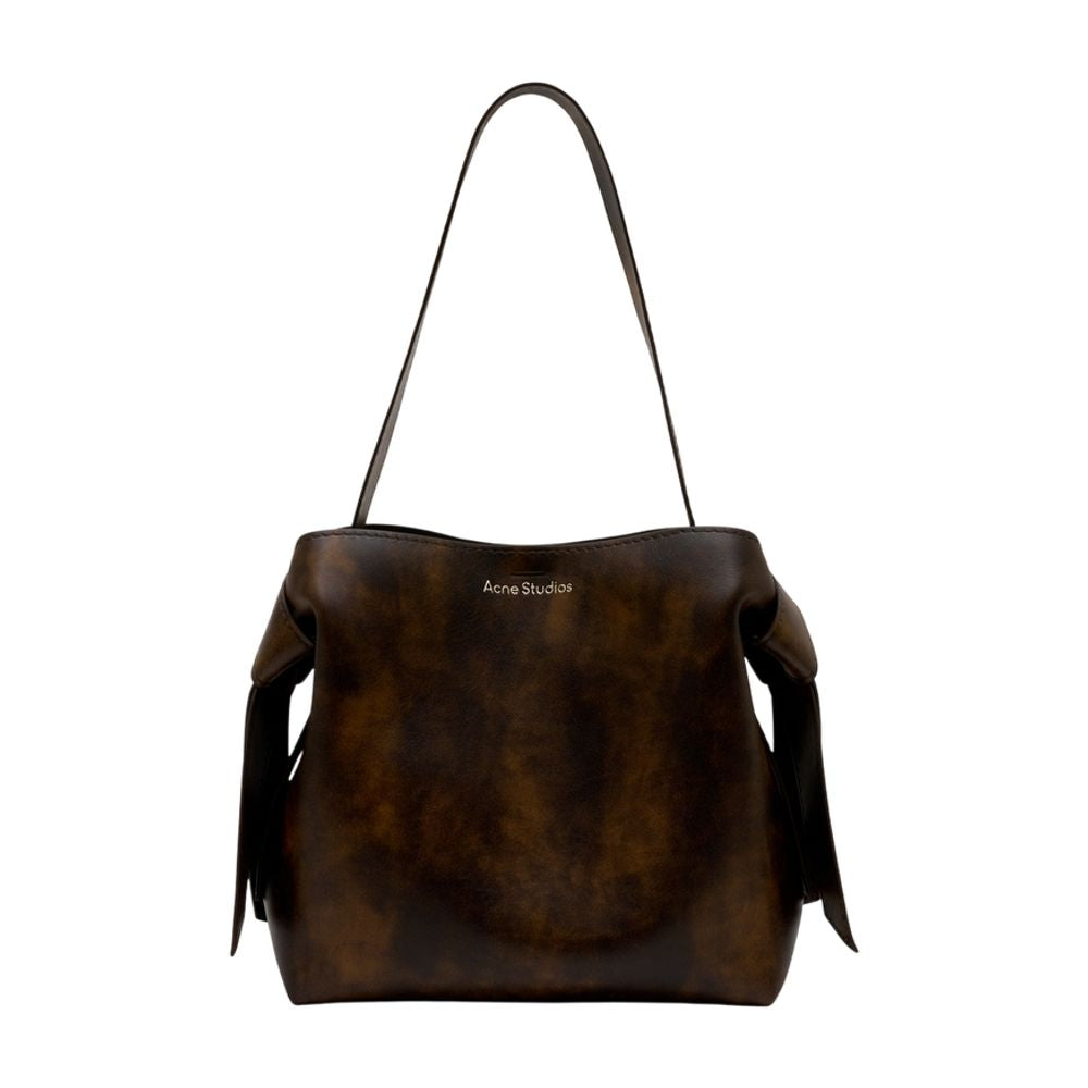 Acne Studios Gathered Calfskin Shoulder Bag — Brown