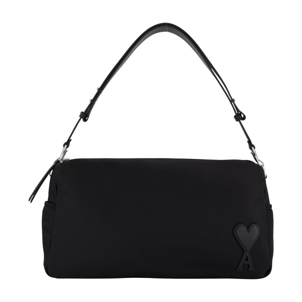 Ami Paris Shoulder Bag — Black Nylon